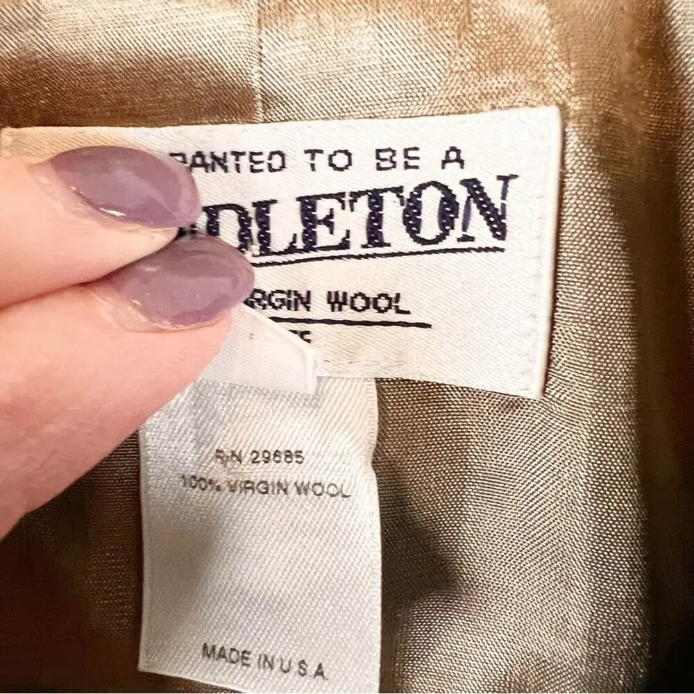 Vintage Pendleton‎ Tartan Tan Zip Blazer Jacket Petite